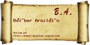 Báber Arszlán névjegykártya